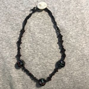 Hand crocheted Czech glass bead necklace